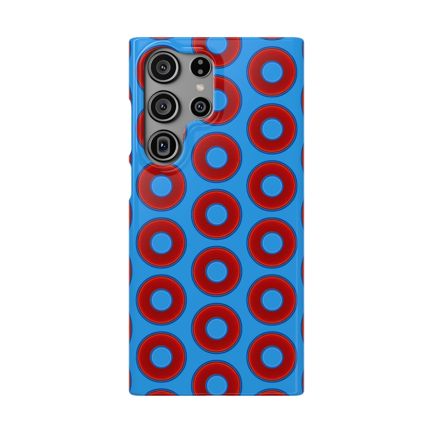 Lumpy Donut Snap Case - red vivid donut print w/sky royal blue background