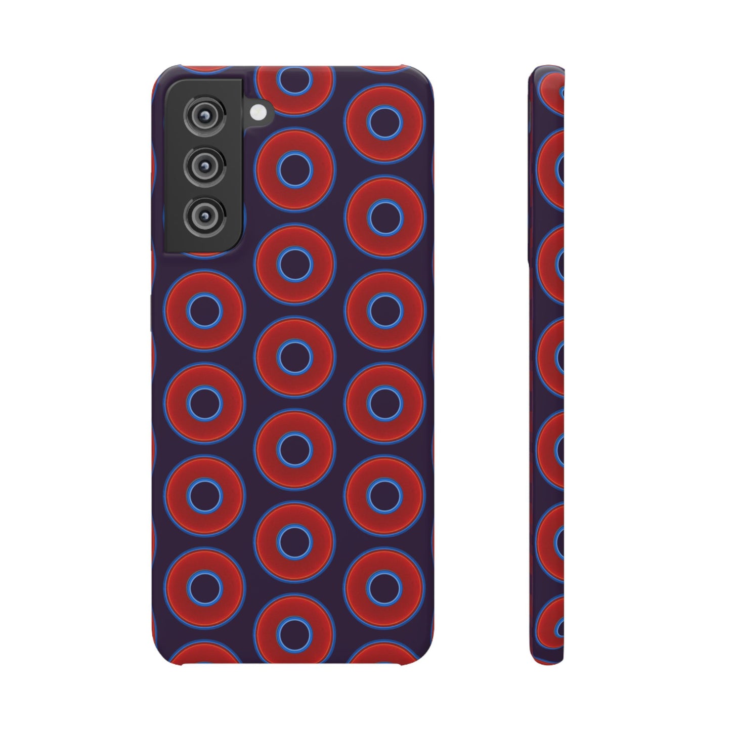 Lumpy Donut Snap Case - red vivid donut print w/midnight purple background