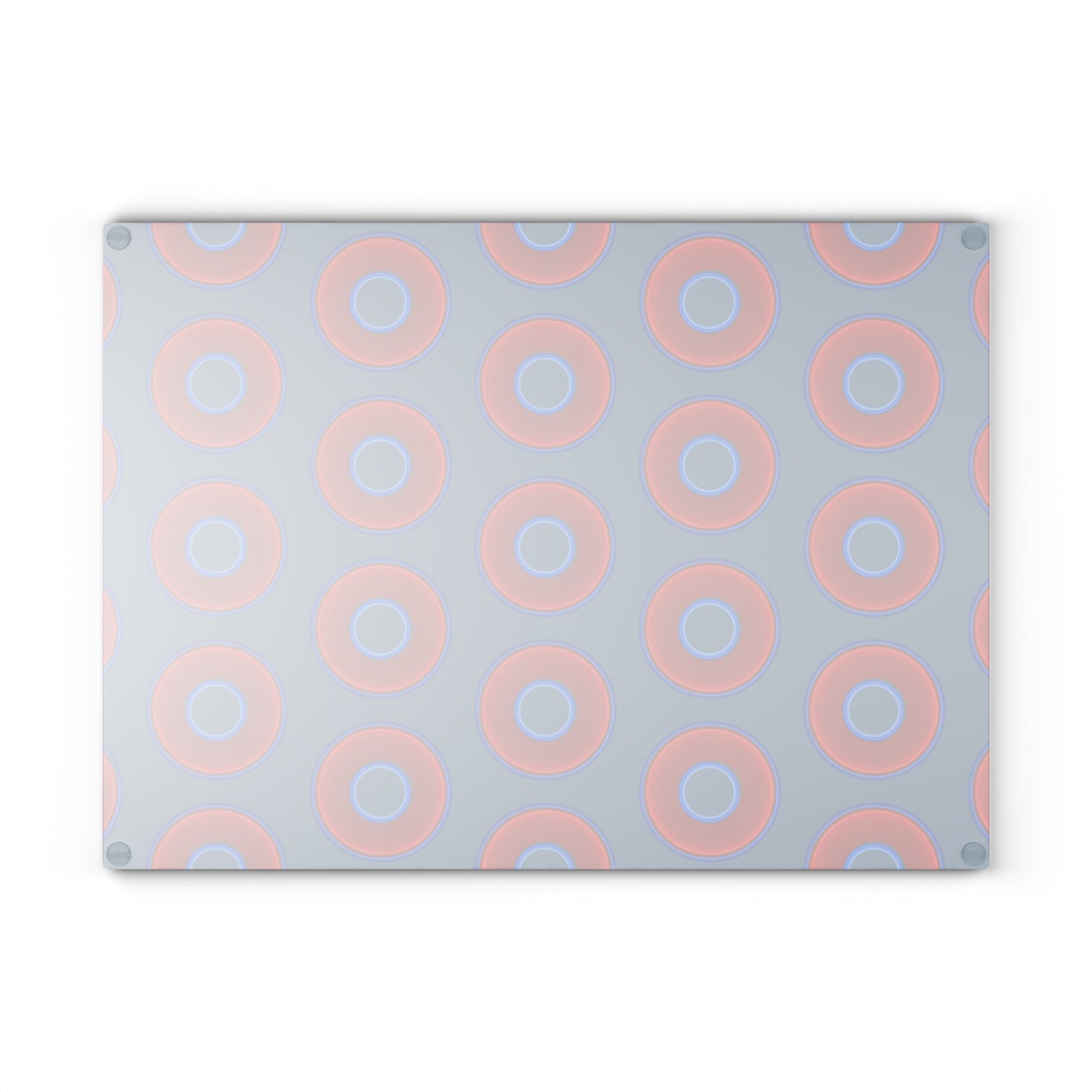 My Friend's Cutting Board - vivid red donuts w/steel blue background