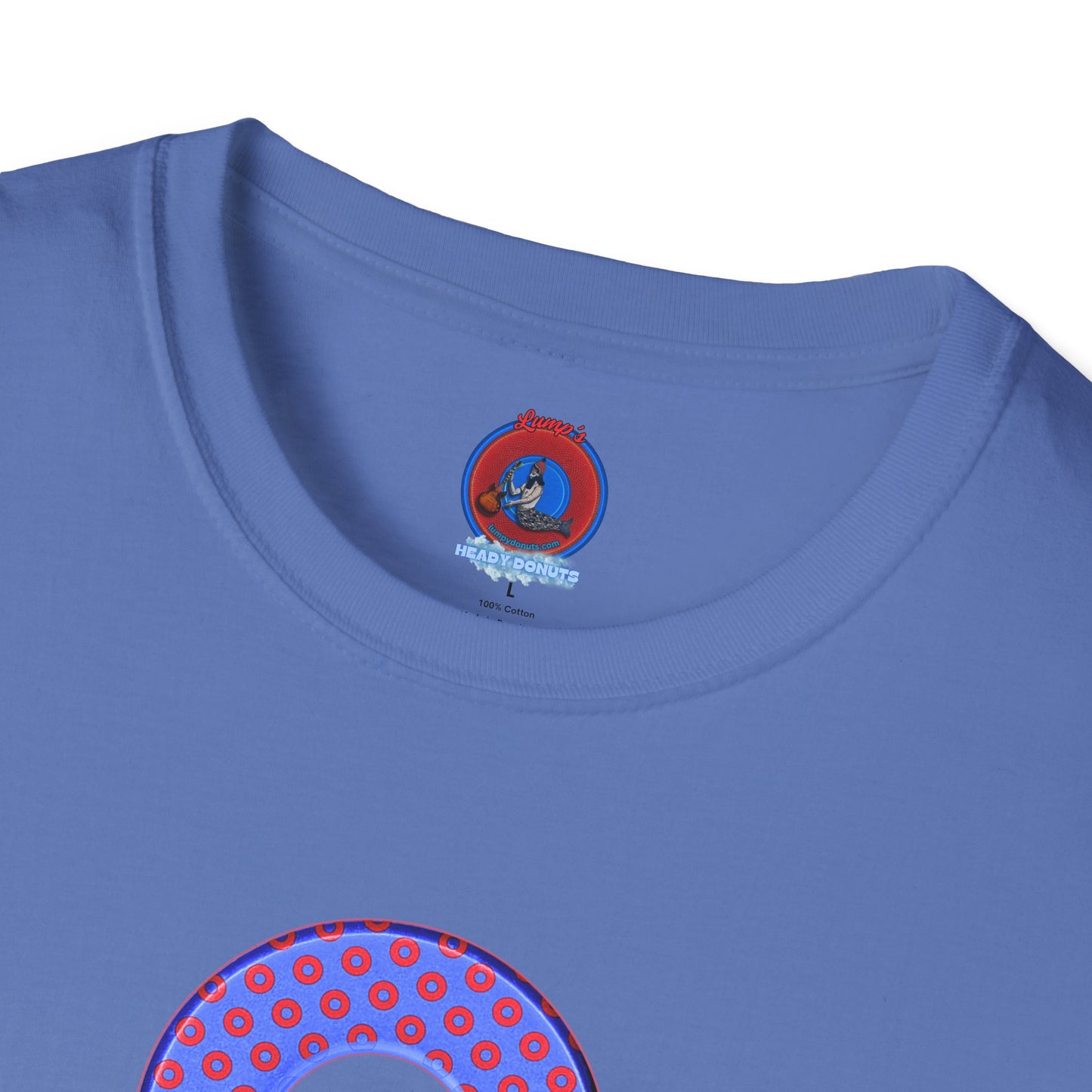 Plain Donuts/Unisex Soft-Style - "Plain Electric Paradoxical Donuts" - light royal blue/red donuts