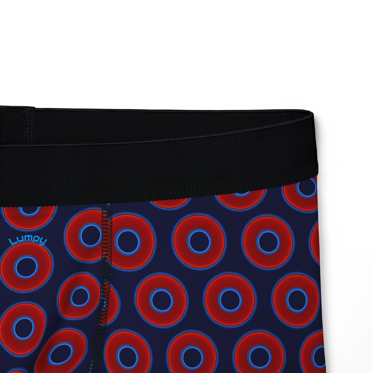 Men's Donut Boxers - red vivid donuts w/dark navy blue background