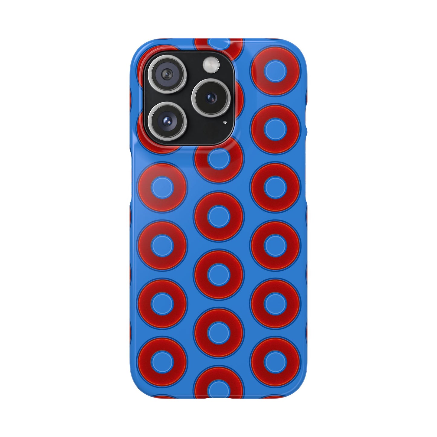 Lumpy Donut Snap Case - red vivid donut print w/light royal blue background
