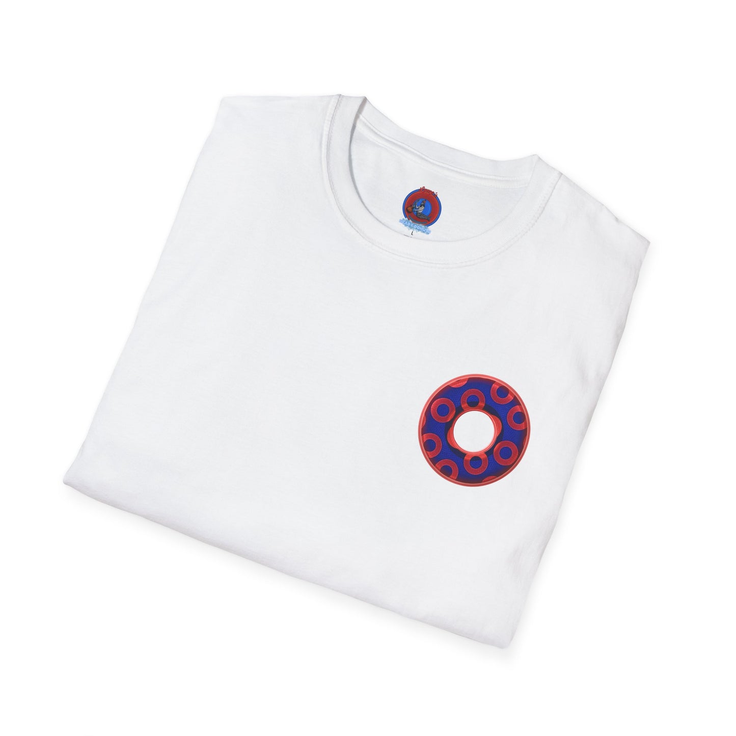 Classic Donut Tee - Unisex Soft-Style - "Kaleidoscope Abyss of Donut" - paradoxical print - variant 2 - series 1.0 - donut vortex - red/blue