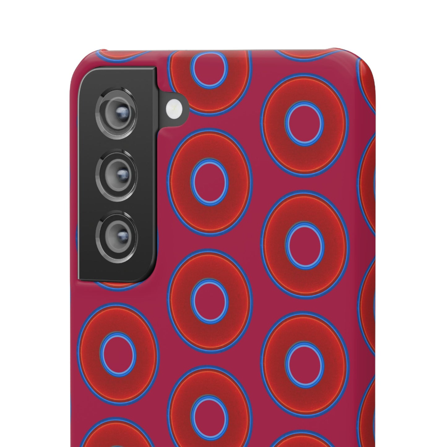 Lumpy Donut Snap Case - red vivid donut print w/dark magenta background