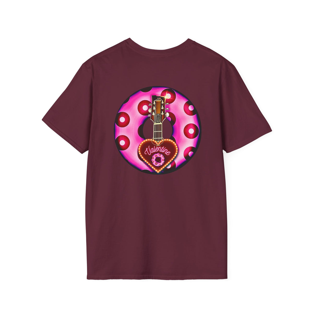 Classic Donut Tee - Unisex Soft-Style - "Would You Be My Donut?" - paradoxical bubblegum pink/red donut - variant 2