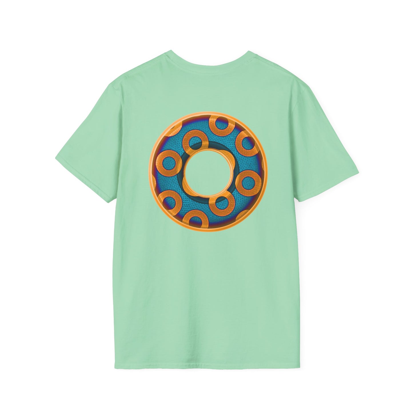 Plain Donuts/Unisex Soft-Style - "Plain Rustic Paradoxical Donuts" - light blue/orange donuts