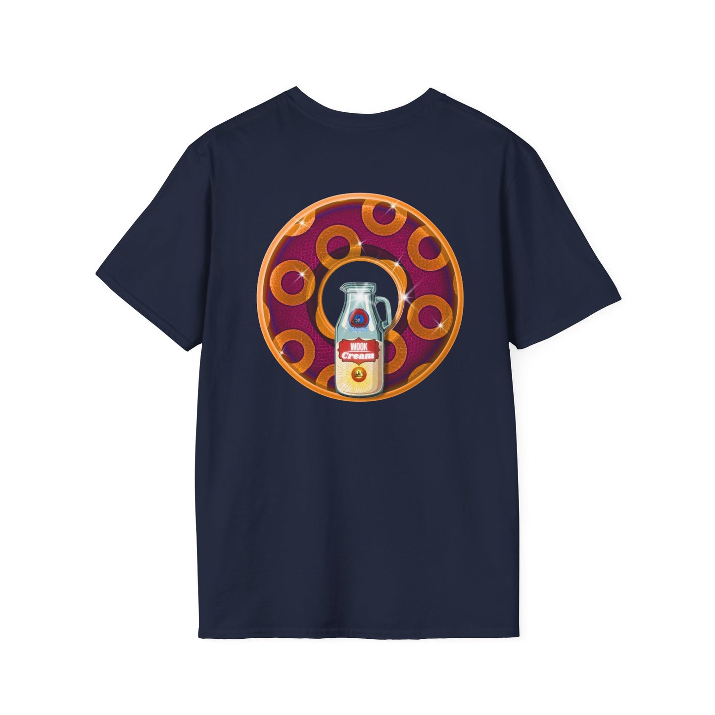 Classic Donut Tee - Unisex Soft-Style - "Princely Wooked Cream - YEMSG Donut " - burgundy/orange rustic paradox donut - variant 1