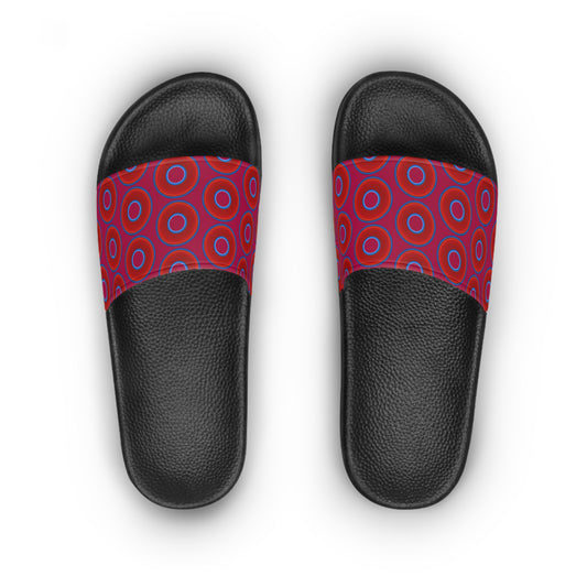 Lumpy Sandals - slip-ons - red vivid donuts w/dark magenta background