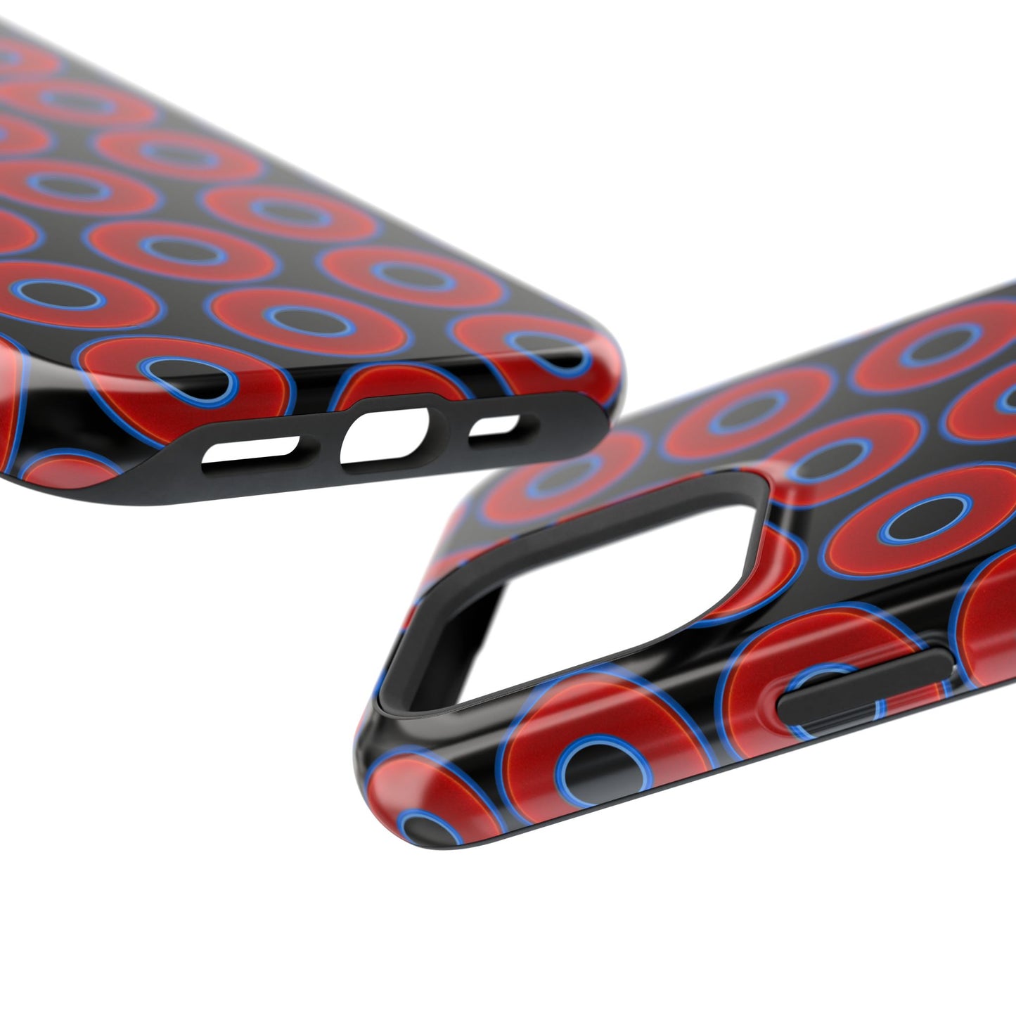 Magnetic Tough Donut Case - red vivid donut print w/black background