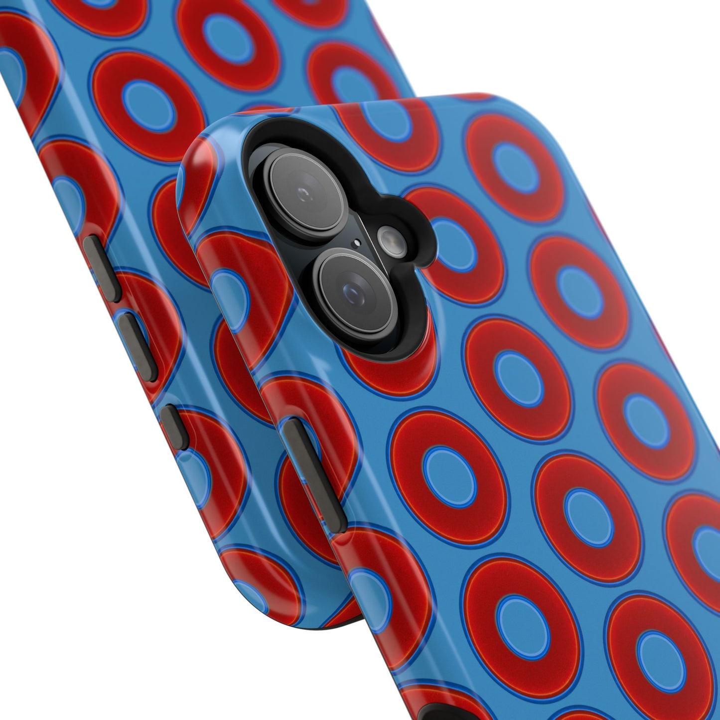 Copy of Magnetic Tough Donut Case - red vivid donut print w/light steel blue background
