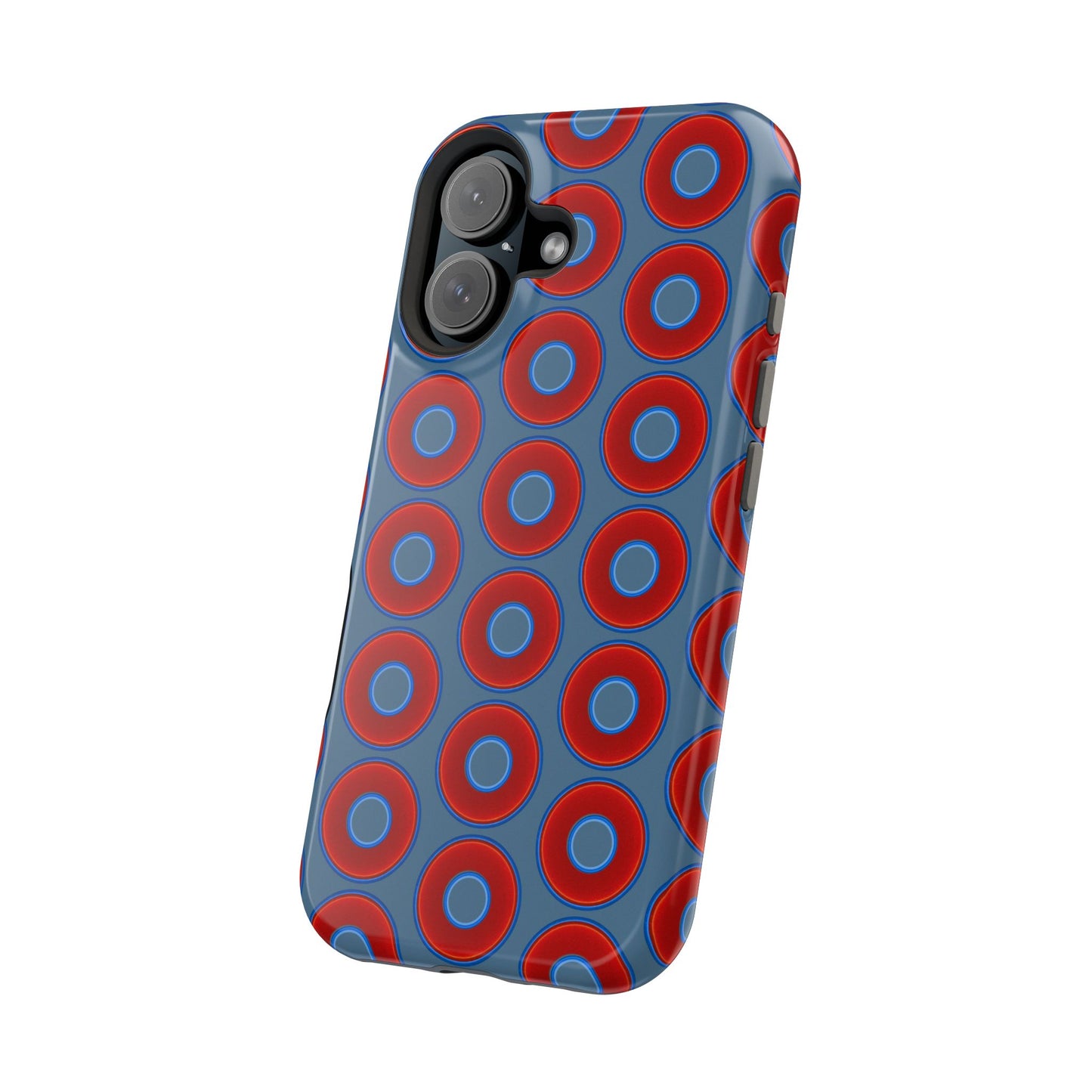Magnetic Tough Donut Case - red vivid donut print w/steel blue background