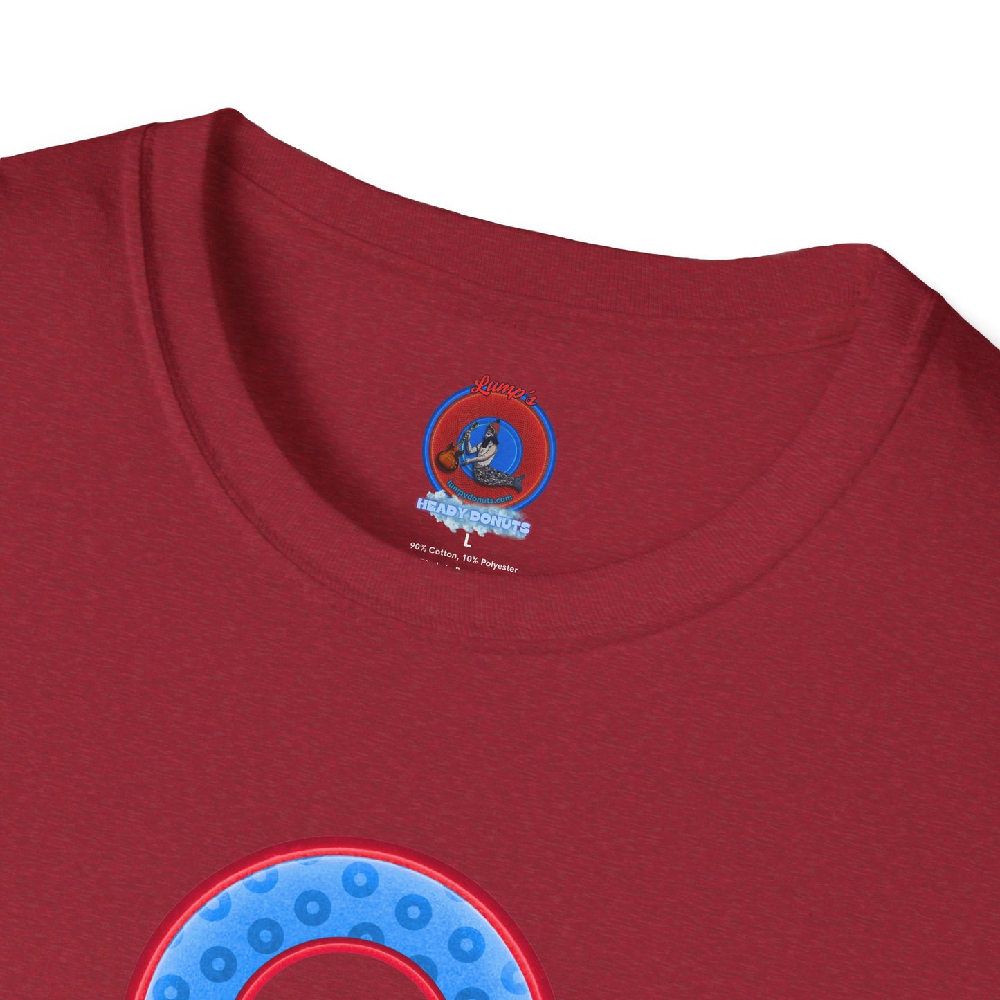 Plain Donuts/Unisex Soft-Style - "Plain Wide Mouthed Paradoxical Donuts" - light blue/red donuts