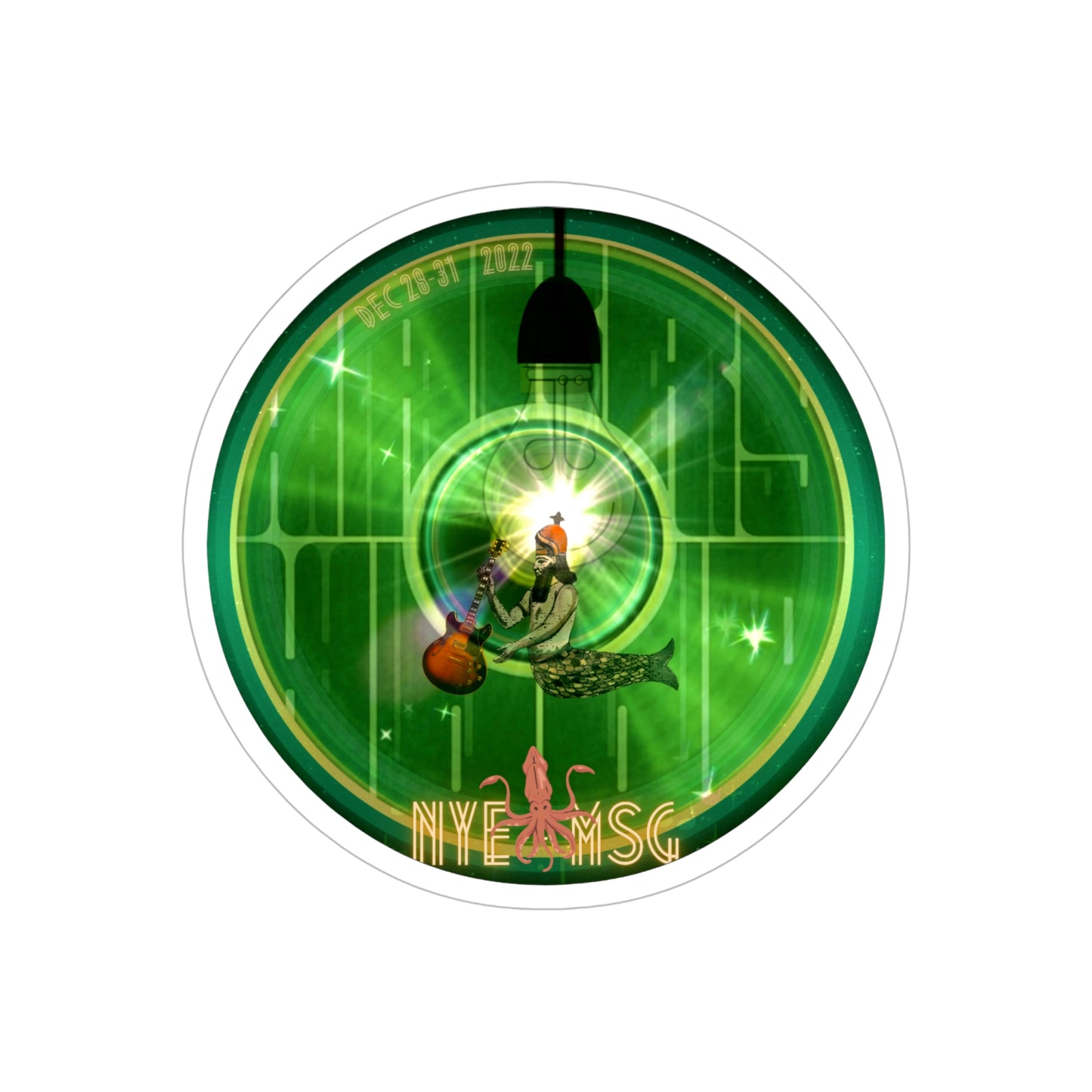 Donut Bumper/Outdoor Sticker - "There was a party Dec 28-31 2022 in NYC, now tell me where were you" - green event donut - [Die-Cut] 6"x 6"