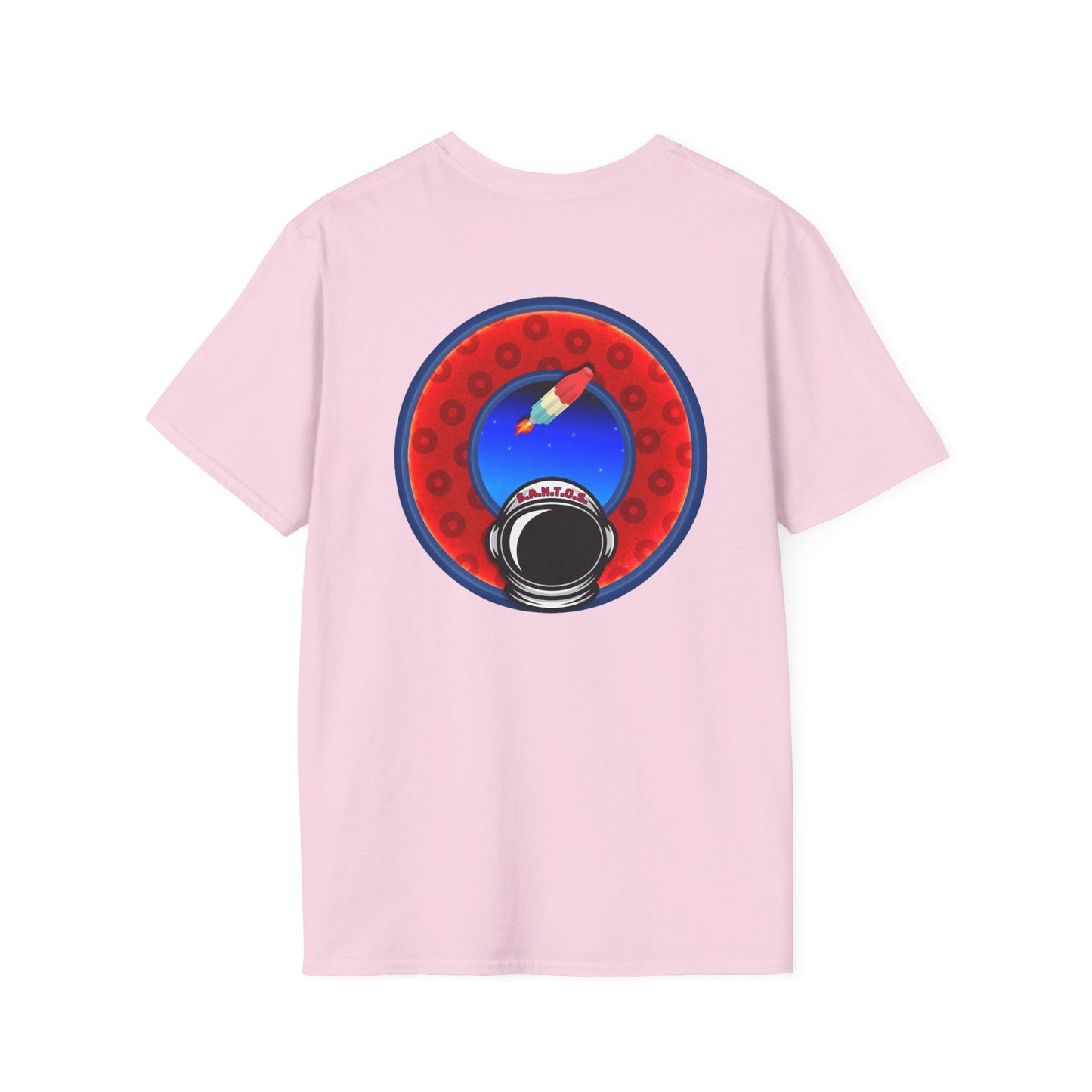 Classic Donut Tee - Unisex Soft-Style - "This is What Donuts Smell Like in Space - YEMSG Donut" - red/blue widemouthed paradox donut