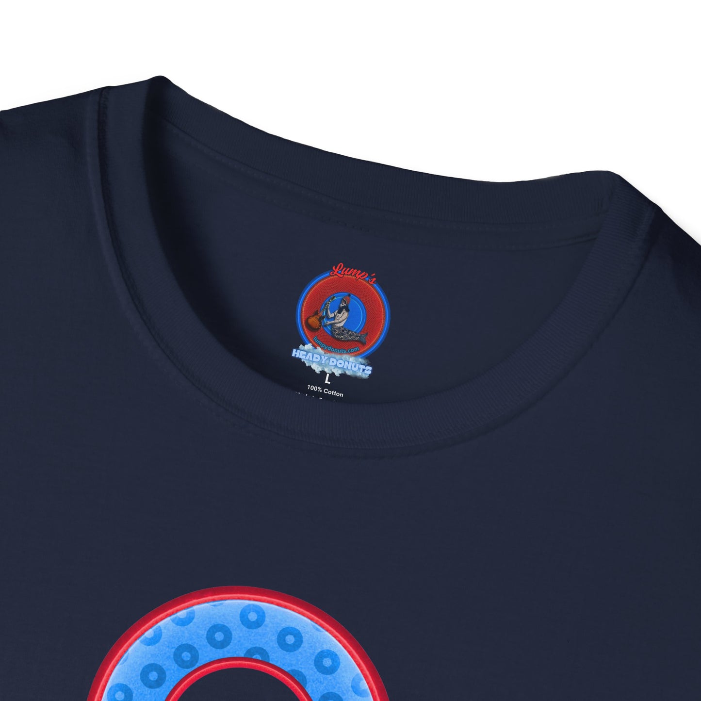 Plain Donuts/Unisex Soft-Style - "Plain Wide Mouthed Paradoxical Donuts" - light blue/red donuts