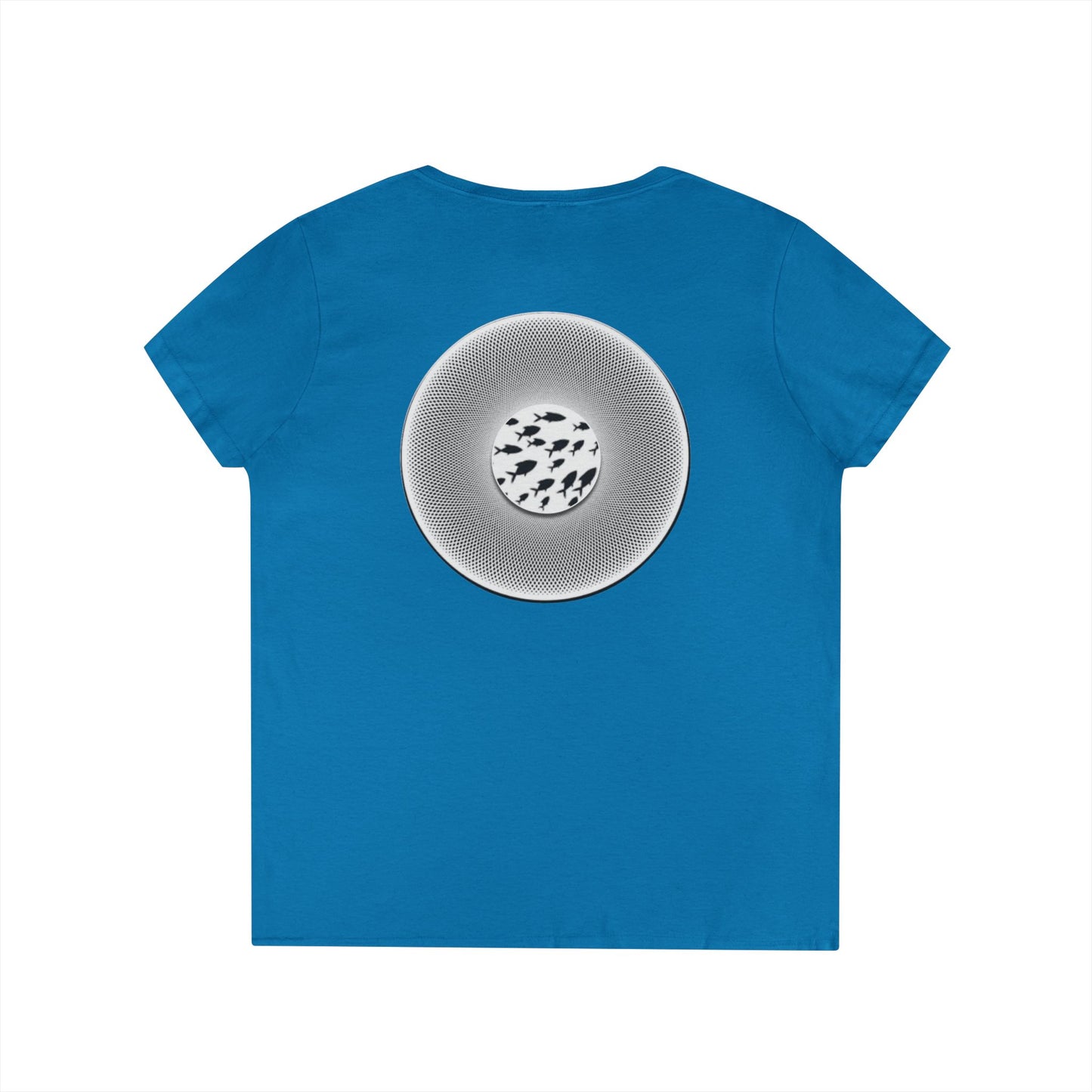 Women's Donut V-Neck Tee - "If I'm Swimming By" - variant 1 - white/black phatty donut w/