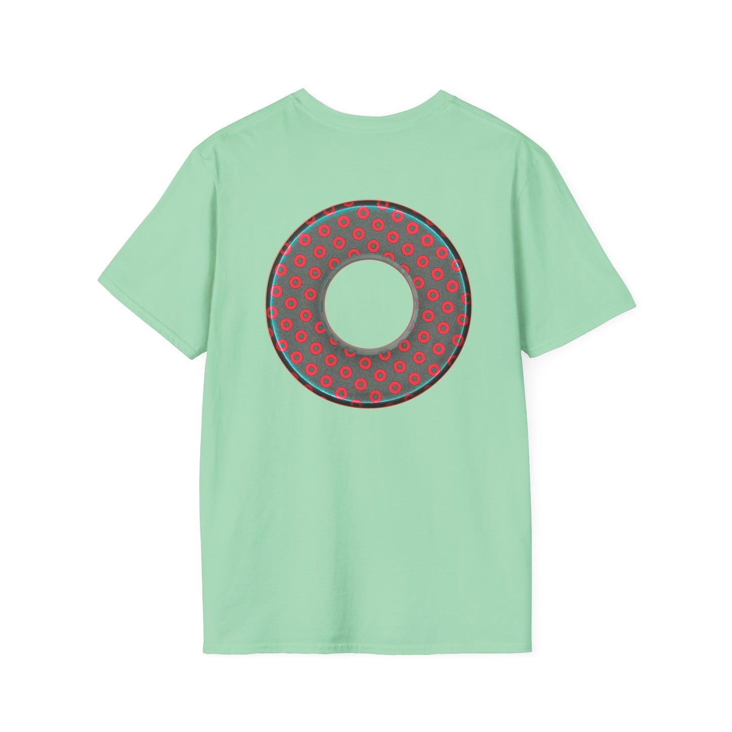 Plain Donuts/Unisex Soft-Style - "Plain Electric Paradoxical Donuts" - dark teal/red donuts