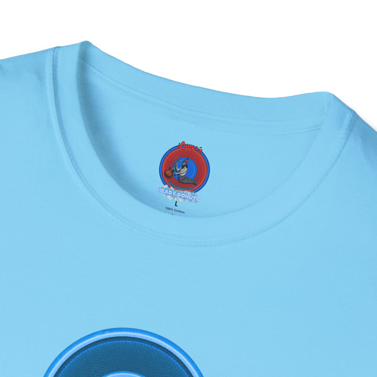 Classic Donut Tee - Unisex Soft-Style - "The Story of the Donut - a Ghostly Good Time" - variant 2 - blue/light blue rustic donut