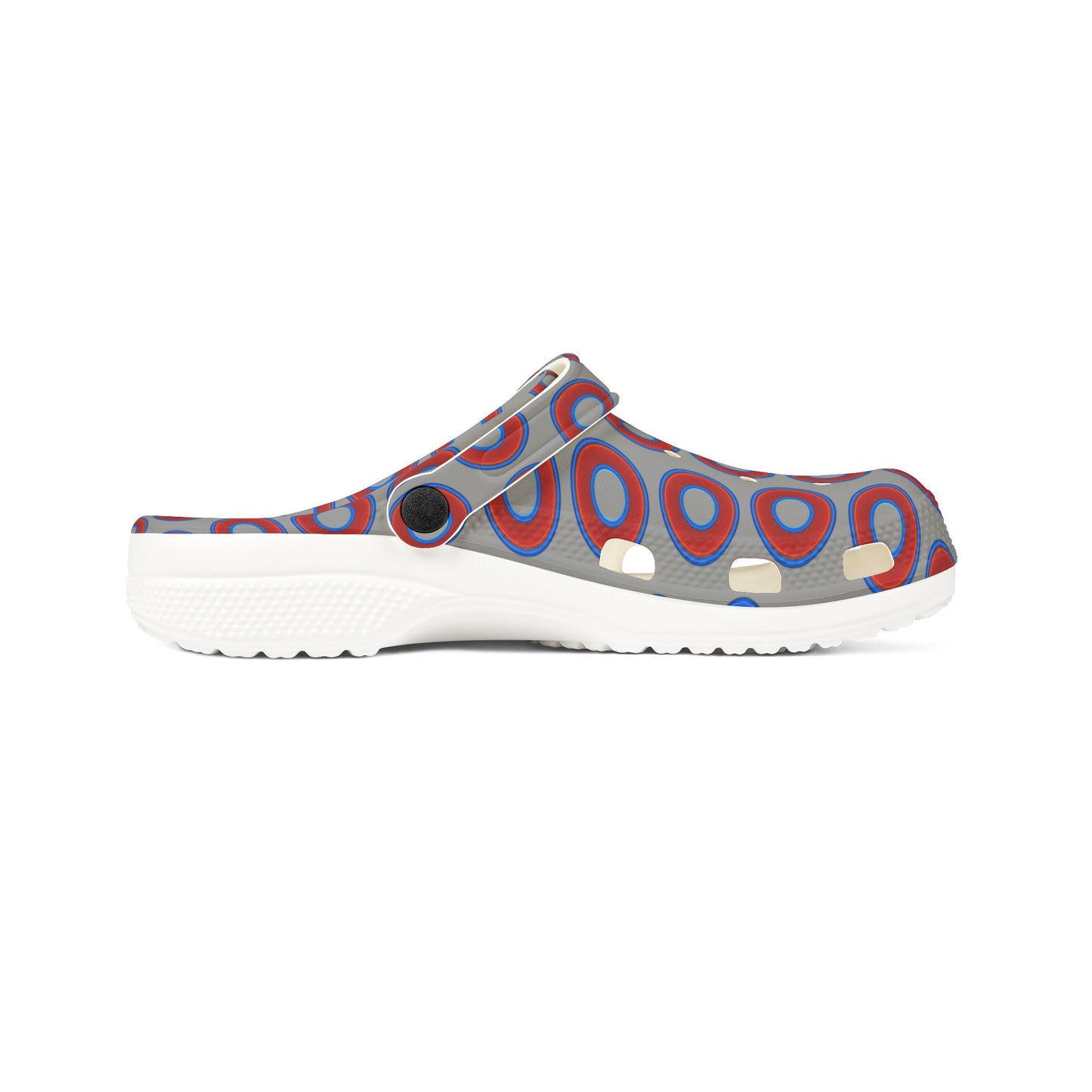 Spatchcocks - donut slip-on shoes - red rustic donuts w/gray background [unisex]