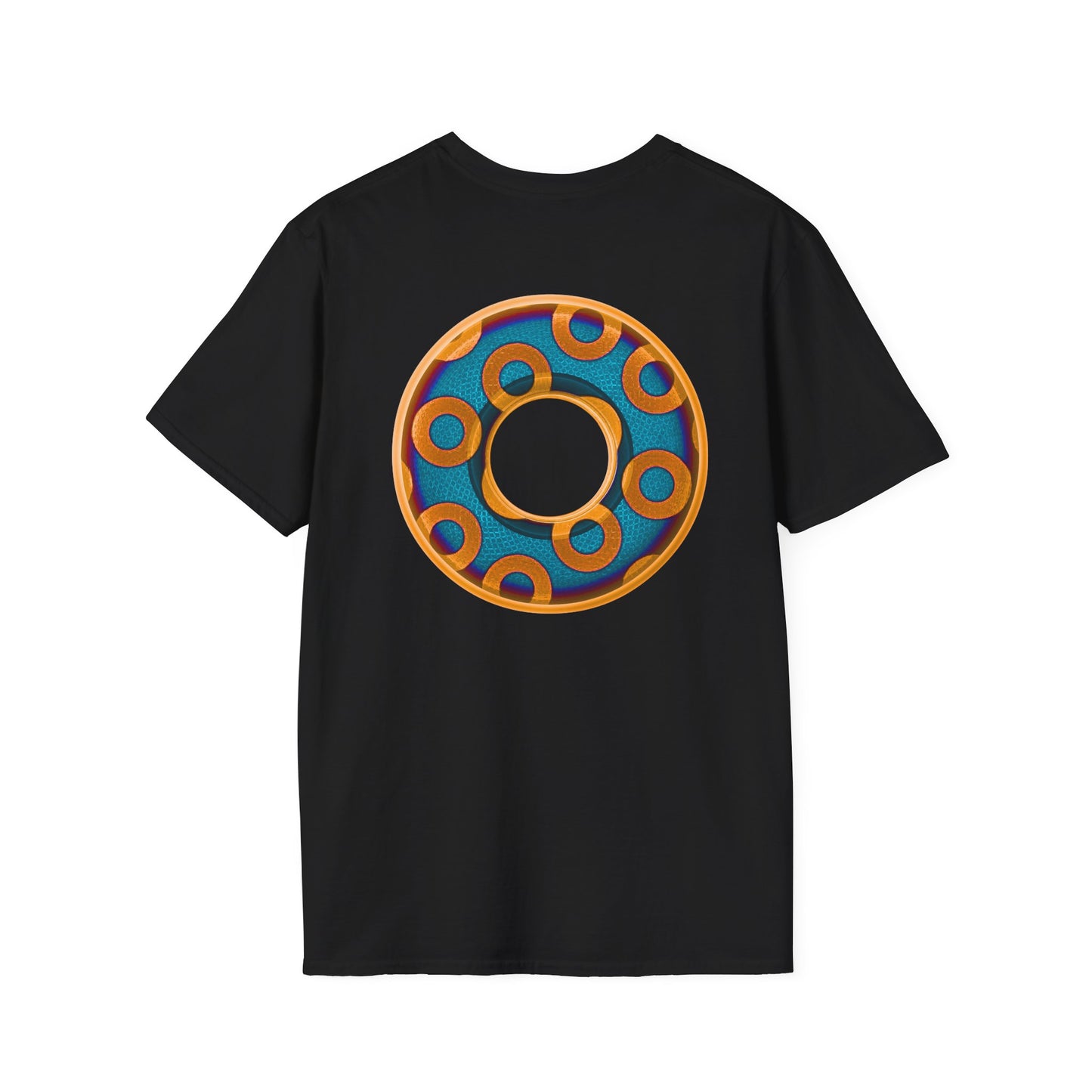 Plain Donuts/Unisex Soft-Style - "Plain Rustic Paradoxical Donuts" - light blue/orange donuts