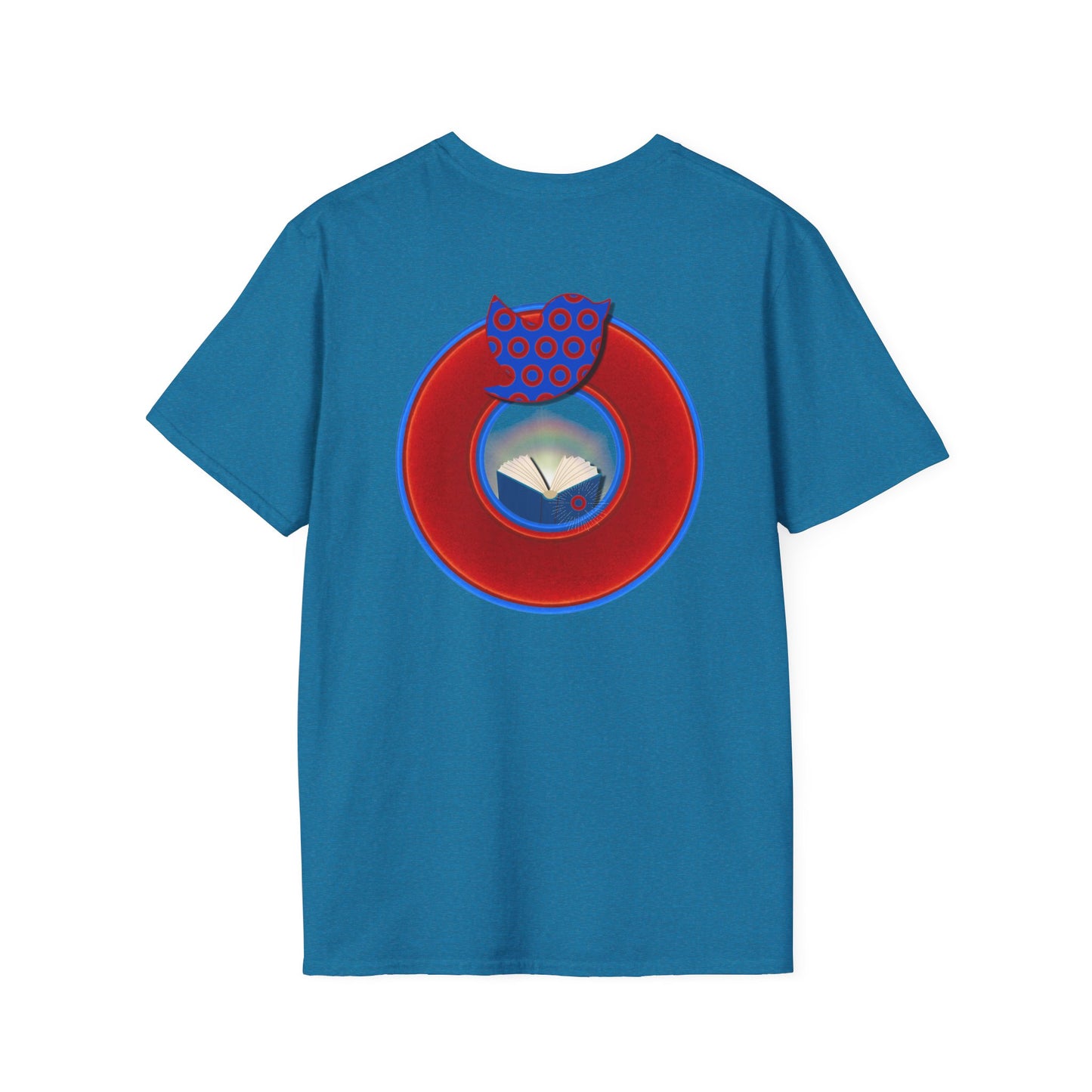 Classic Donut Tee - Unisex Soft-Style - "Phamous Mocking Donut" - vivid red/blue donut