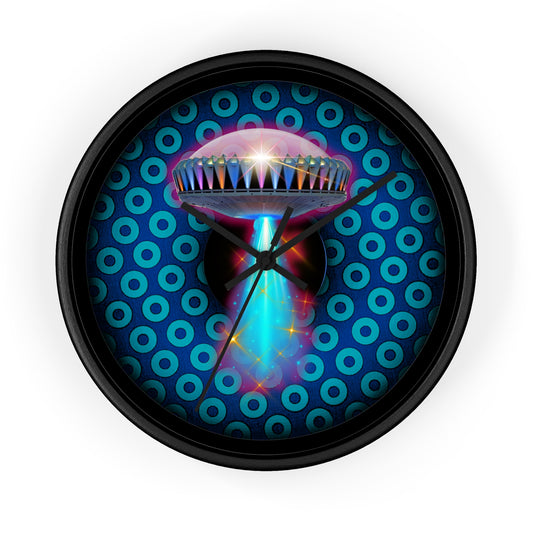 Lumpy Wall Clock - "They Serve Donuts on the Mothership now" - variant 5 - paradoxical blue/turquoise donut w/black background