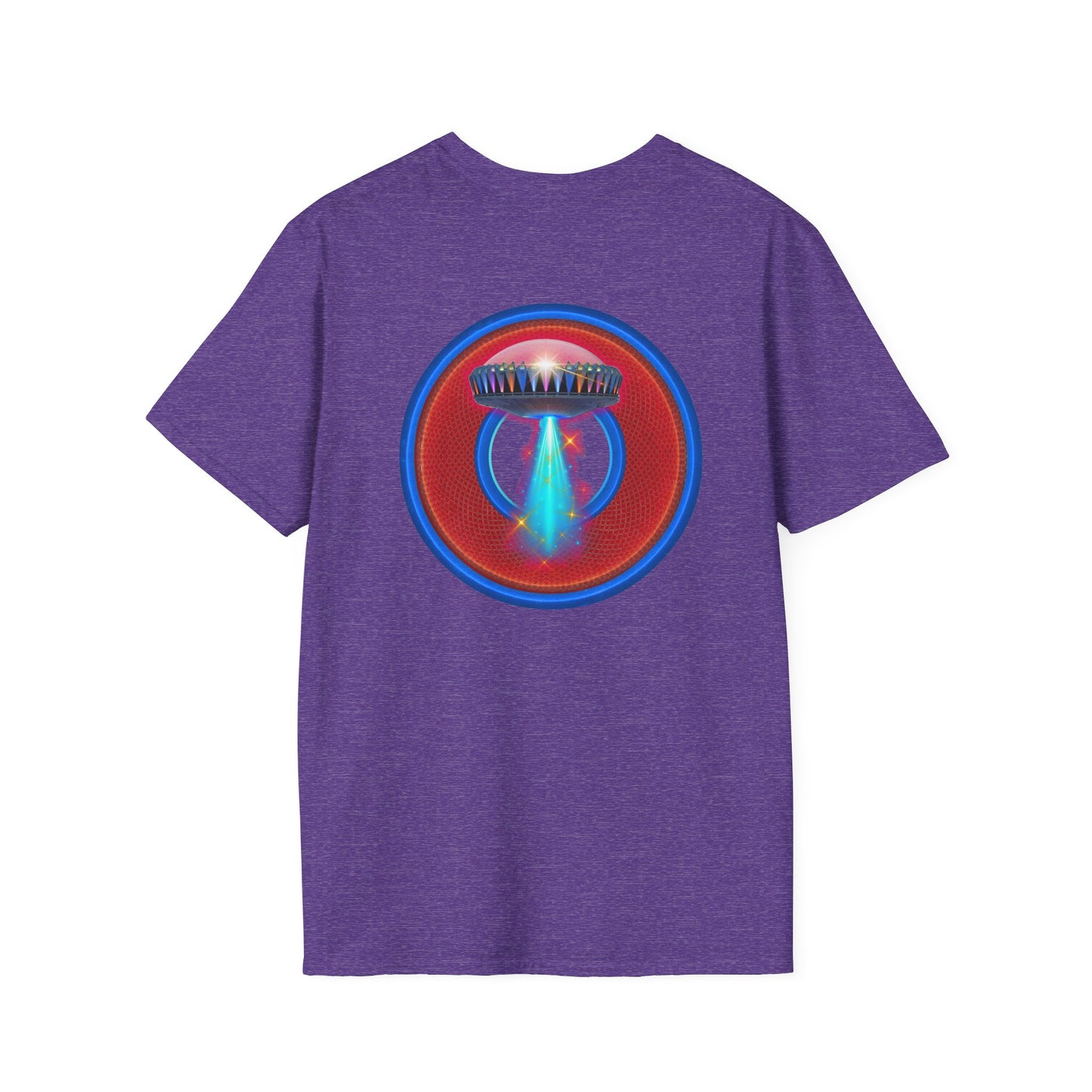 Classic Donut Tee - Unisex Soft-Style - "Donuts now Served on the Mothership" - red/blue donut