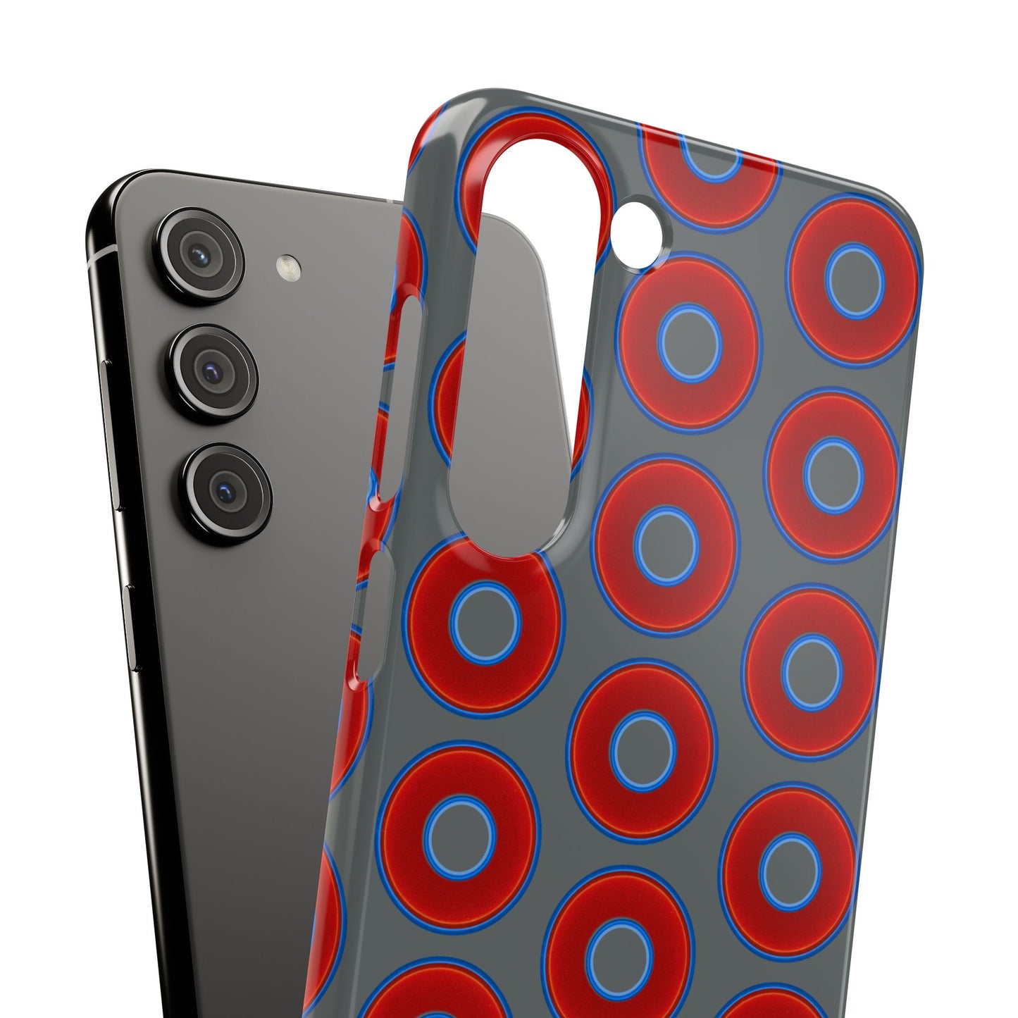 Lumpy Donut Snap Case - red vivid donut print w/dark gray background