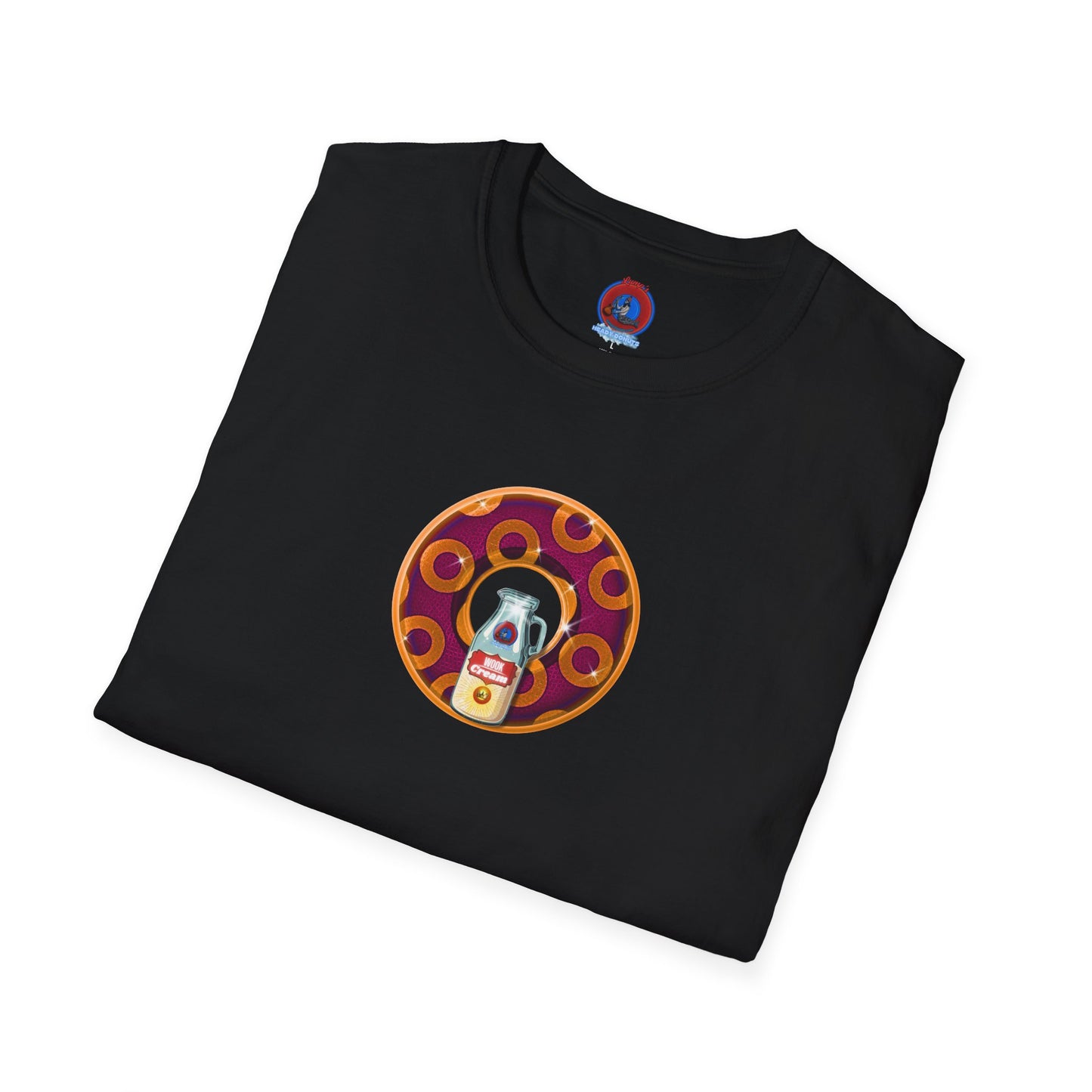 Classic Donut Tee - Unisex Soft-Style - "Princely Wooked Cream - YEMSG Donut " - burgundy/orange rustic paradox donut - variant 1