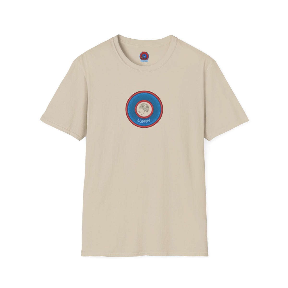 Classic Donut Tee - Unisex Soft-Style - "The Lumpy Donut" - variant 2 - blue/red donut