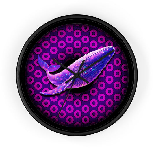 Lumpy Wall Clock - "Whale of a Good Donut Clock" - variant 1 - purple/magenta paradoxical donut w/black background