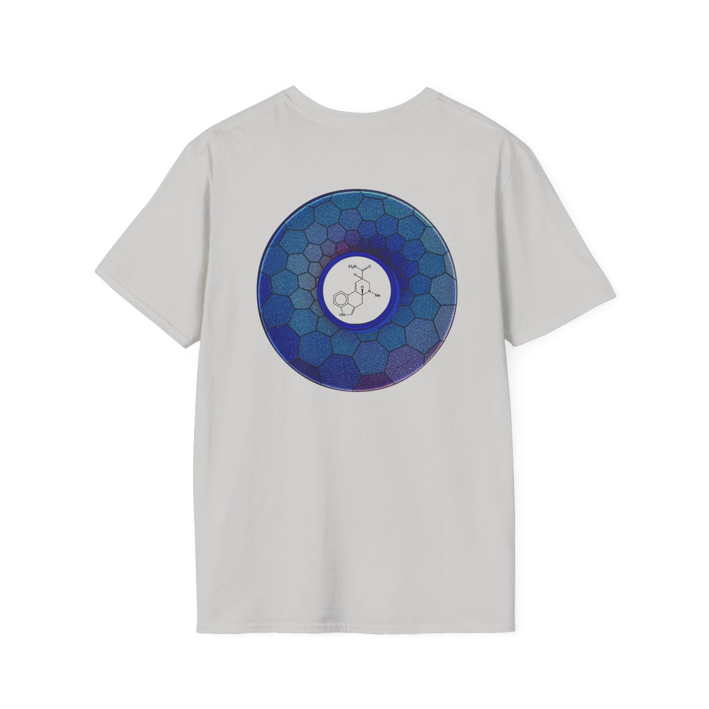 Classic Donut Tee - Unisex Soft-Style - "Dr. Albert Hofmann's Favorite Donut" - series 1.0  - variant 2 - blue hexadonut