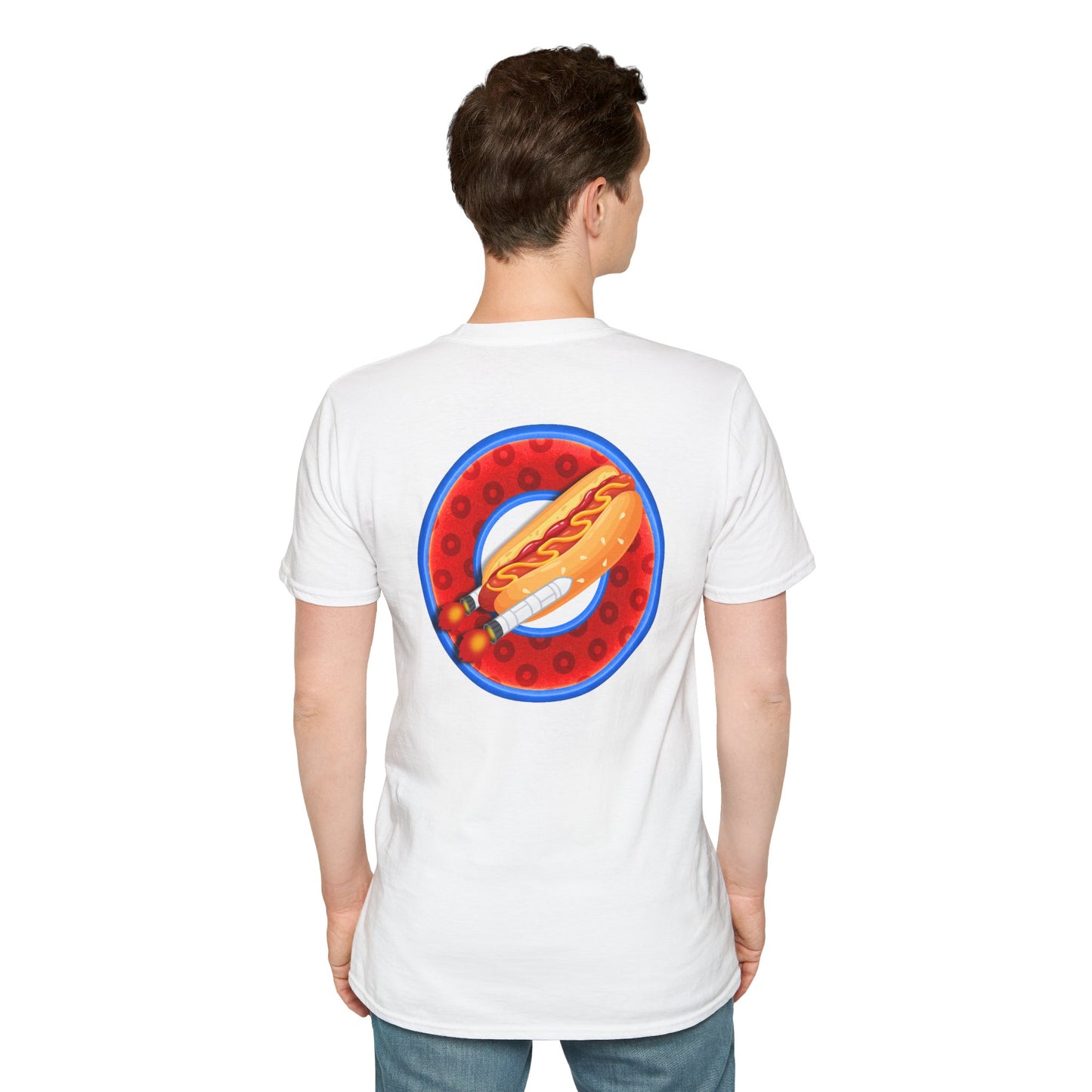 Classic Donut Tee - Unisex Soft-Style - "Viva Las Vegas Donut" -  red paradox donut w/raw dogger - variant 2