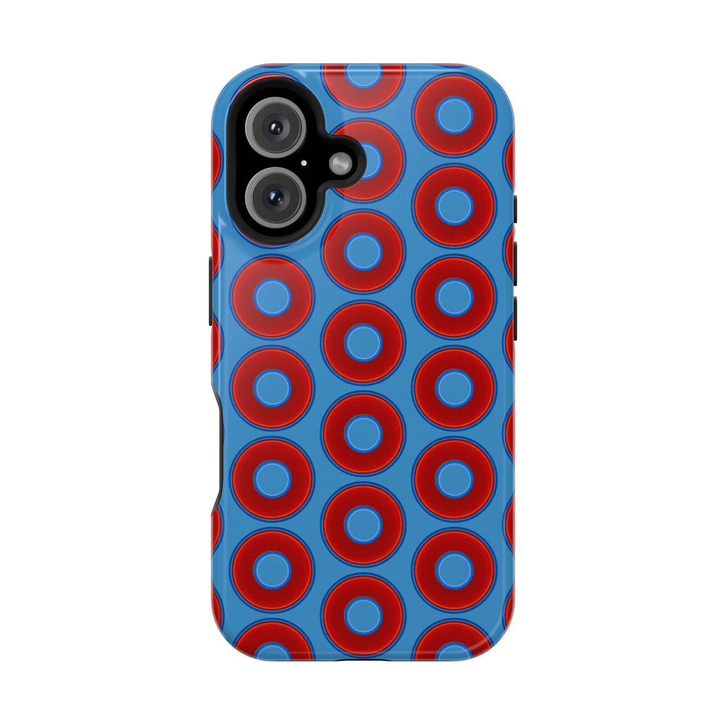 Magnetic Tough Donut Case - red vivid donut print w/light steel blue background