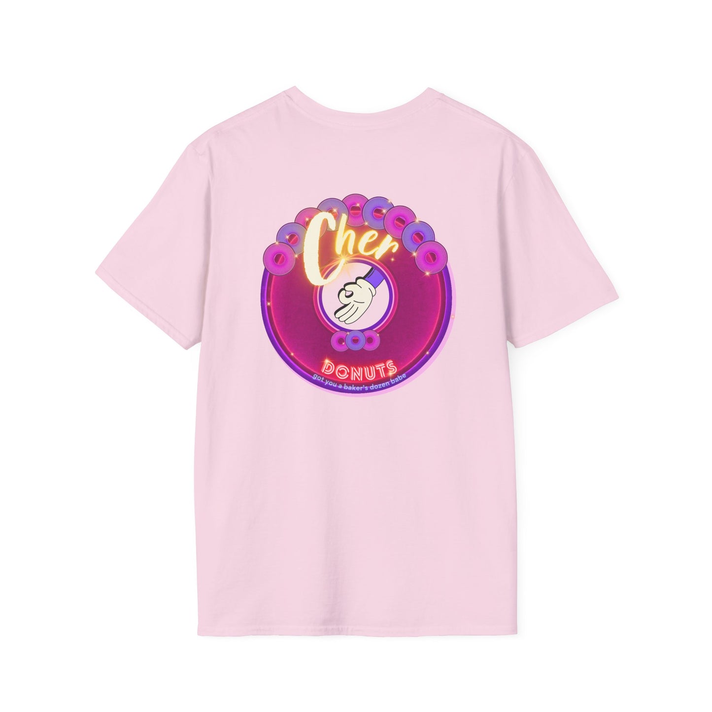 Classic Donut Tee - Unisex Soft-Style - "Cher-ing is Caring" - series 1.0  - variant 2 - magenta donut - [*charitable donut]