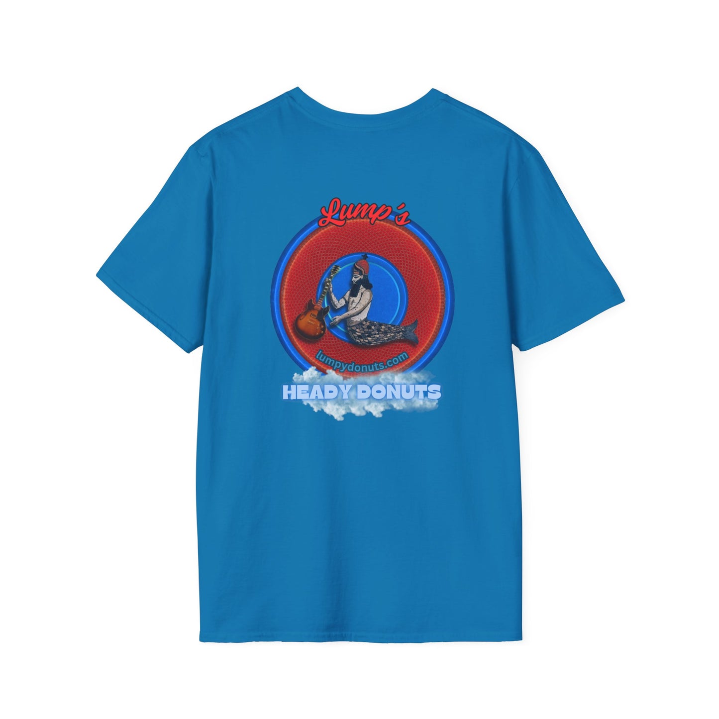 Classic Donut Tee - Unisex Soft-Style - "Lump's Heady Donuts Logo" - series 1.0  - red/blue rustic donut