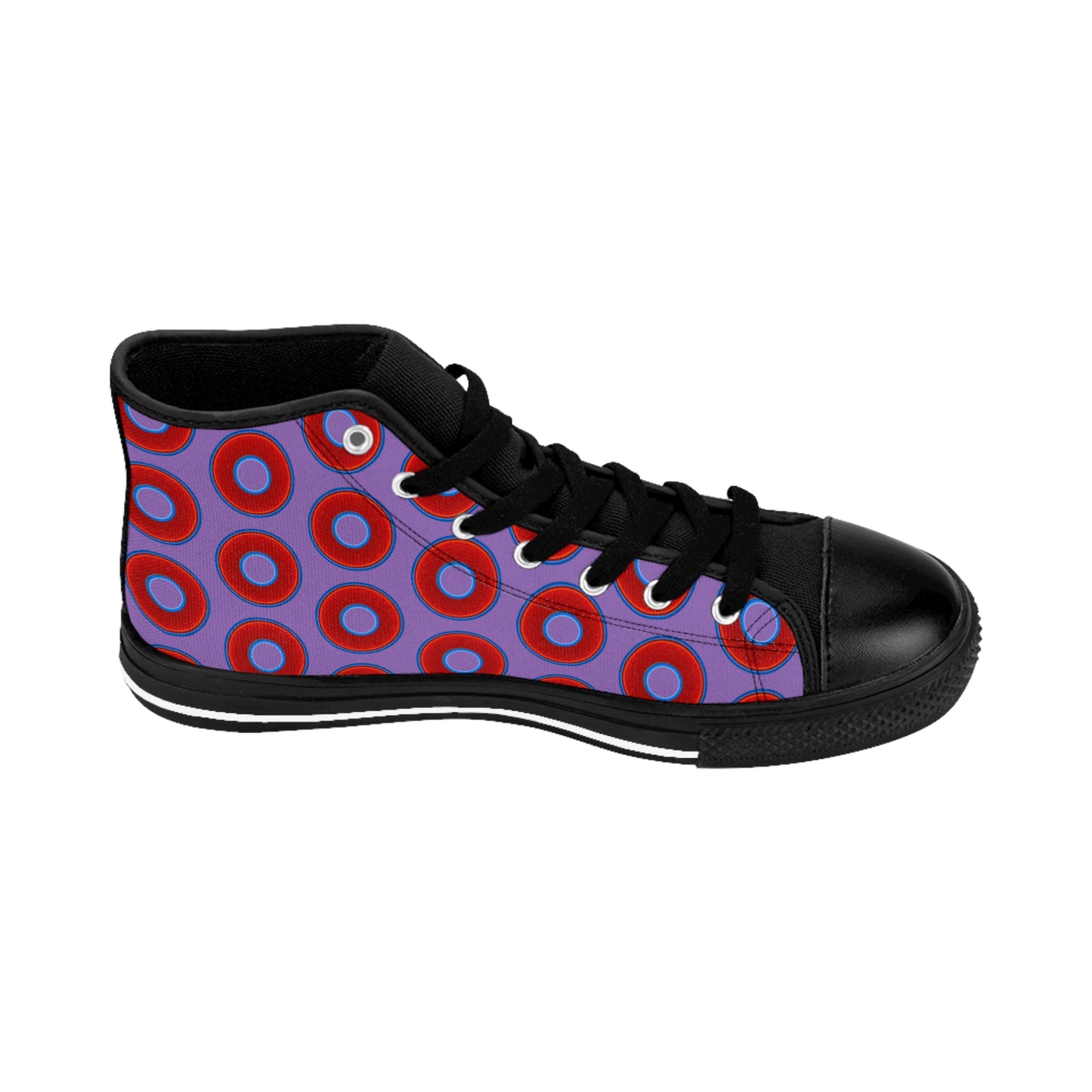 Cushiony Convectors - High Tops - red vivid donuts w/light purple background