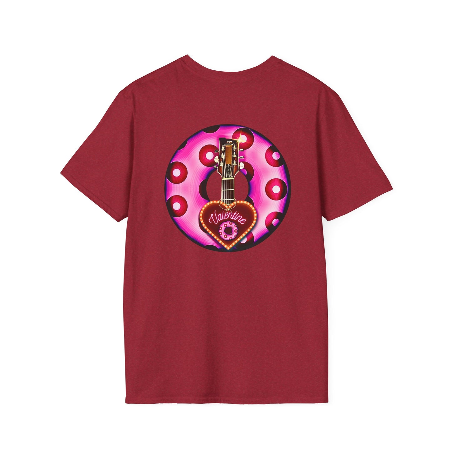 Classic Donut Tee - Unisex Soft-Style - "Would You Be My Donut?" - paradoxical bubblegum pink/red donut - variant 2