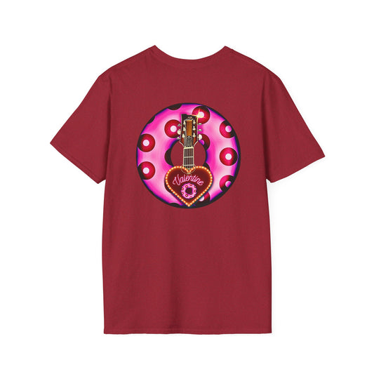 Classic Donut Tee - Unisex Soft-Style - "Would You Be My Donut?" - paradoxical bubblegum pink/red donut - variant 2