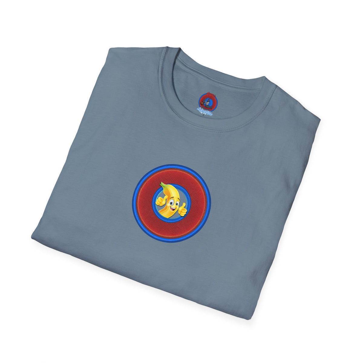 Classic Donut Tee - Unisex Soft-Style - "Dis sheet, it's bananas!" - series 1.0 - variant 6 - traditional red/blue donut