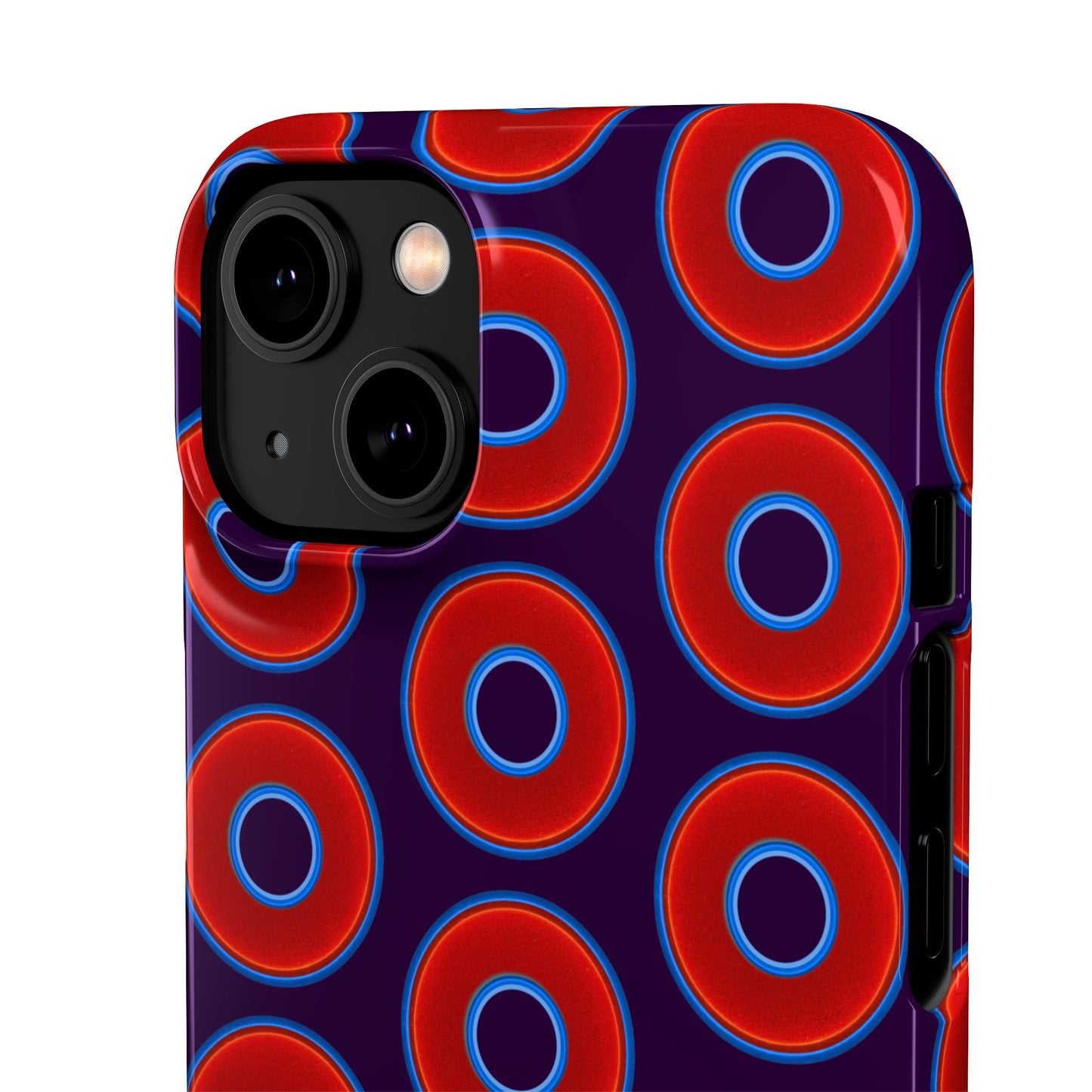 Lumpy Donut Snap Case - red vivid donut print w/midnight purple background