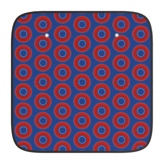 Automotive Donut Sun Shade - red vivid donuts w/dark blue background