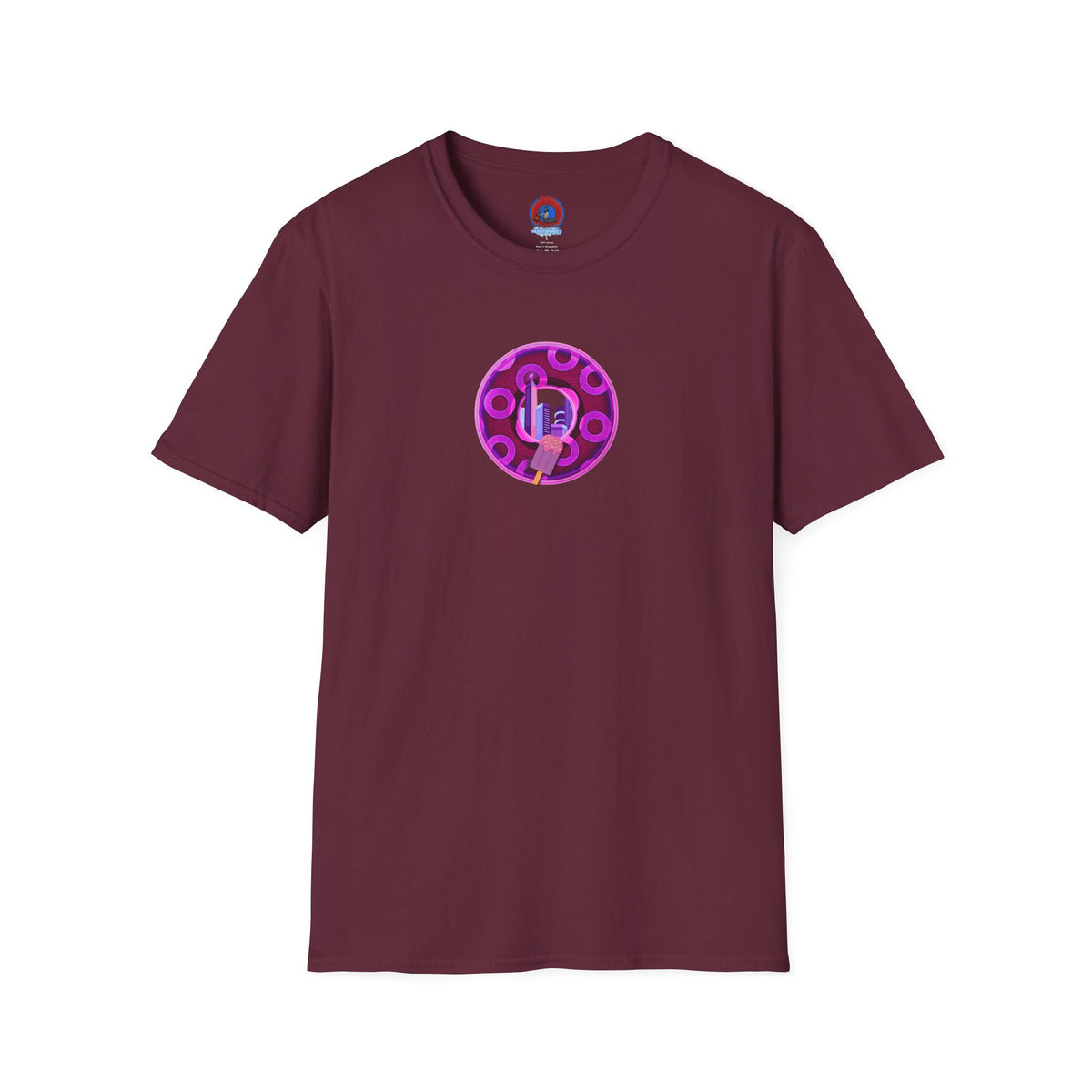 Classic Donut Tee - Unisex Soft-Style - "It's Ice Cream Popsicles - YEMSG Donut" - purple/magenta paradox donut - variant 2