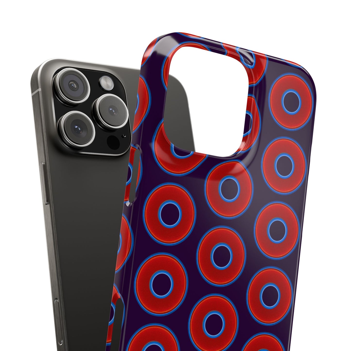 Lumpy Donut Snap Case - red vivid donut print w/midnight purple background