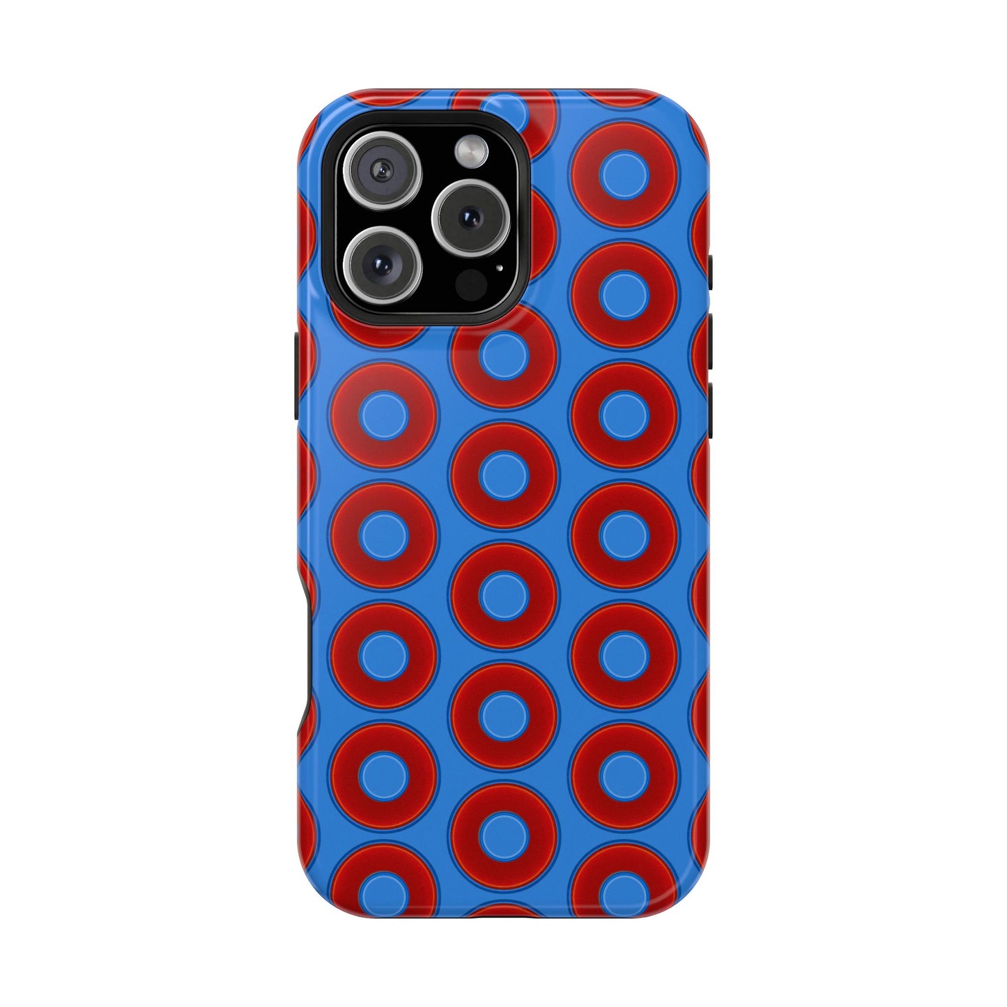 Magnetic Tough Donut Case - red vivid donut print w/light royal blue background