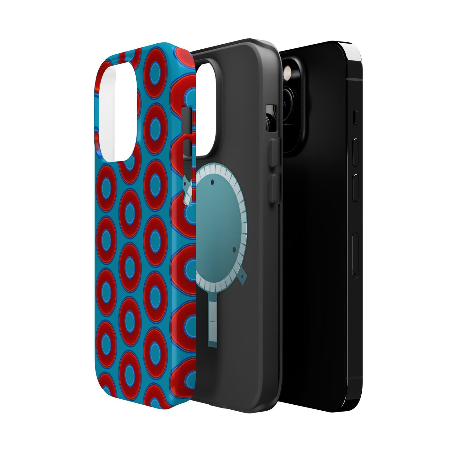 Magnetic Tough Donut Case - red vivid donut print w/aquamarine blue background