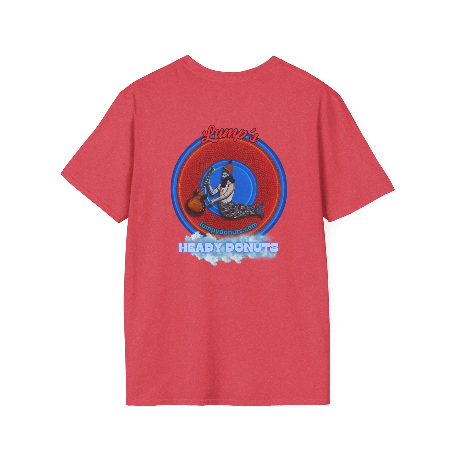 Classic Donut Tee - Unisex Soft-Style - "Lump's Heady Donuts Logo" - series 1.0  - red/blue rustic donut