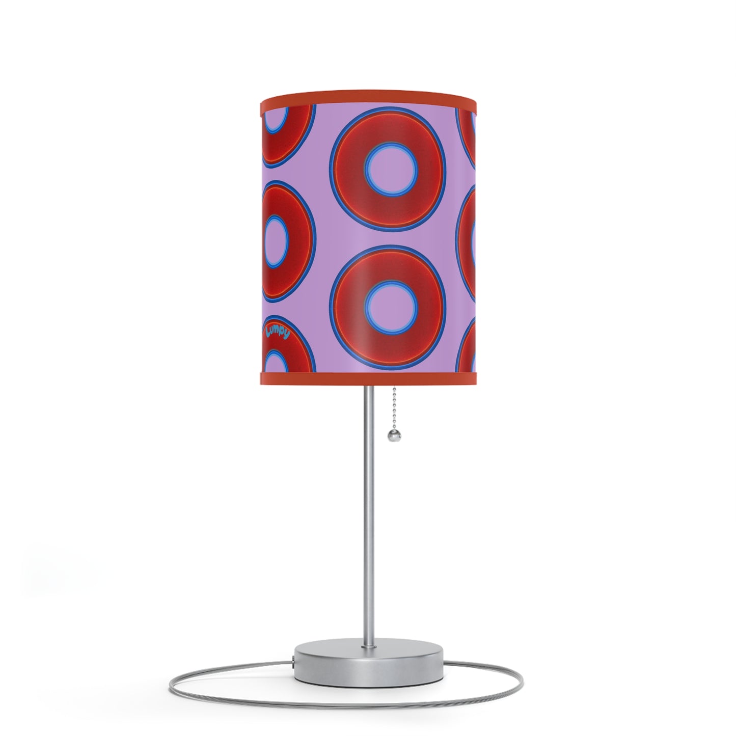 Lumpy Accent Lamps - red vivid donuts w/wisteria purple background