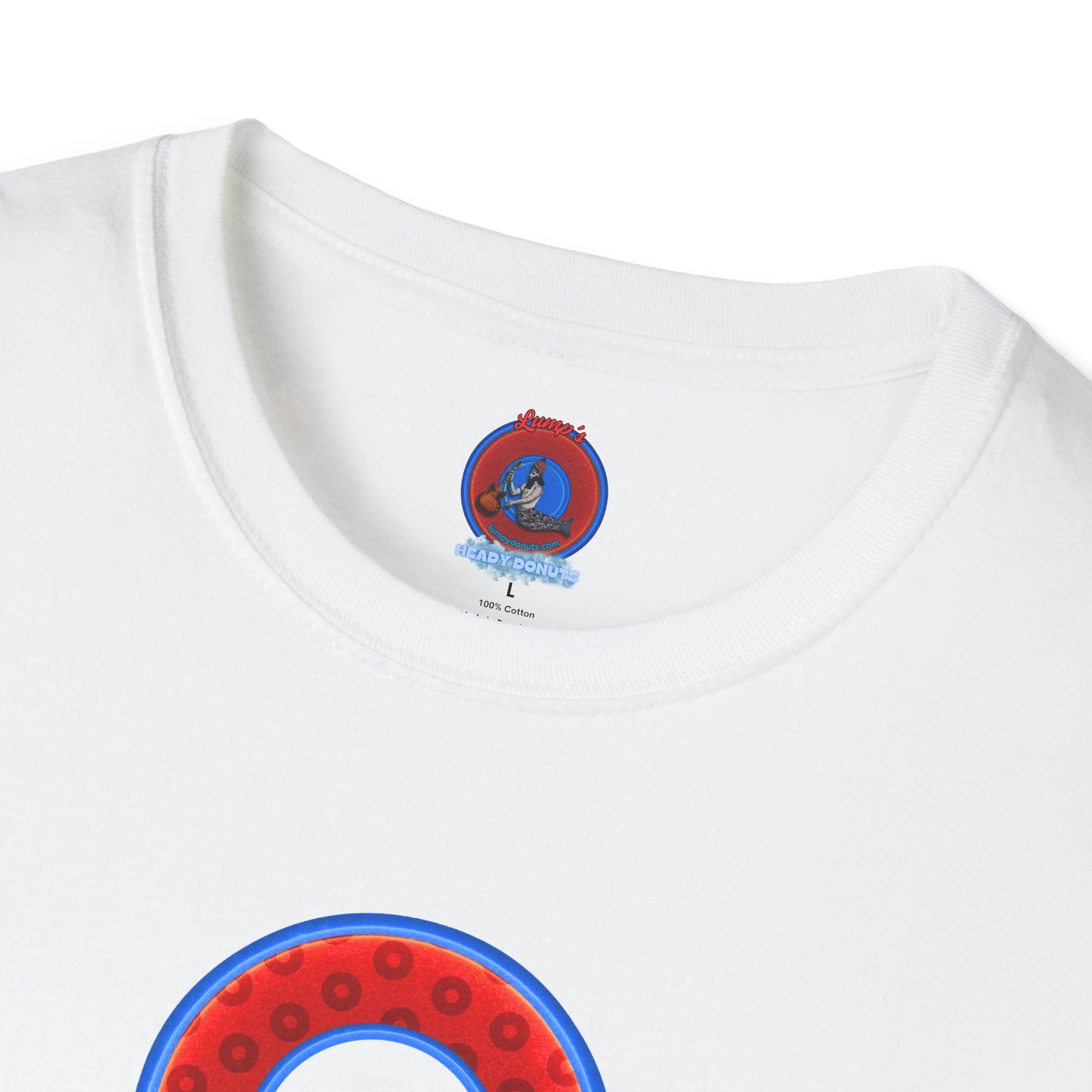 Plain Donuts/Unisex Soft-Style - "Plain Wide Mouthed Paradoxical Donuts" - red/medium royal blue donuts