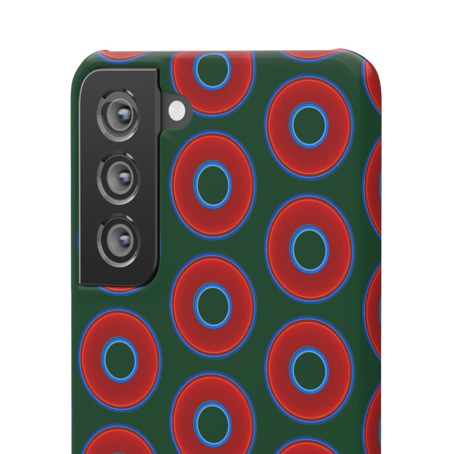 Lumpy Donut Snap Case - red vivid donut print w/deep pond green background